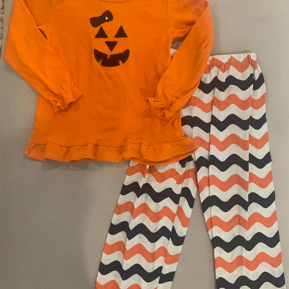 Lolly Wolly Doodle Halloween Jack-O-Lantern Pants Set Size 8